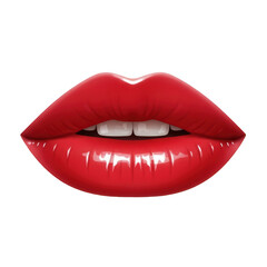 Fototapeta premium A close-up view of a pair of bright red lips with white teeth visible. isolated on transparent background