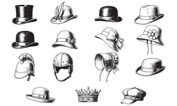 Vintage Hats Collection Engraving