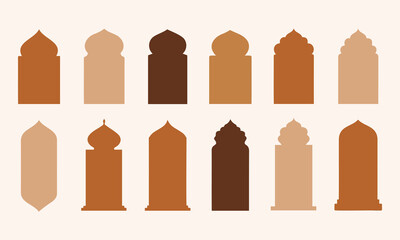 Set of Moroccan Arch and Islamic Window Shapes in Earthy Terracotta and Sage Tones