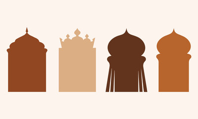 Set of Moroccan Arch and Islamic Window Shapes in Earthy Terracotta and Sage Tones