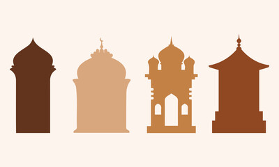 Set of Moroccan Arch and Islamic Window Shapes in Earthy Terracotta and Sage Tones