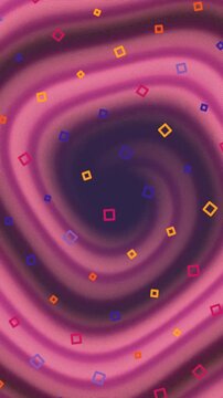 Abstract Pink Swirl with Floating Squares and a Dark Center.