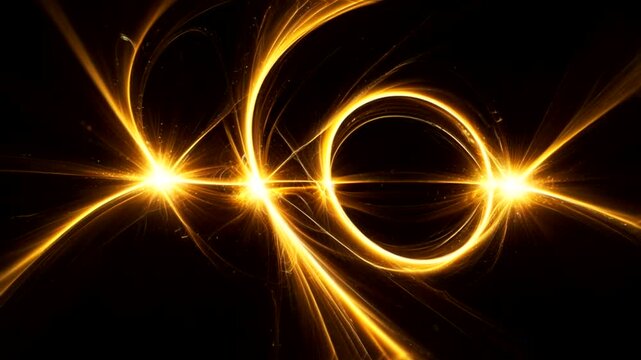 three bright central points of light, connected by sharp horizontal lines of light.