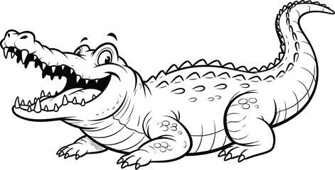 A cartoon crocodile with an open mouth and sharp teeth