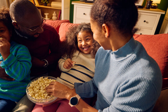 Happy loved ones spends time at home