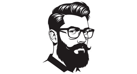 Illustration of a bearded man with glasses and stylish hair.