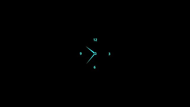 analog clock ticking animation, Minimal analog clock animation on transparent background with alpha channel with ticking hands. Seamless loop for presentation, interface 12 hours clock dial loop.4k