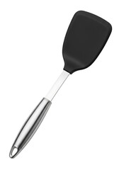 Sleek black silicone spatula with stainless steel handle