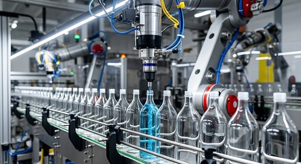 Bottling Plant Production Line with Bottles.