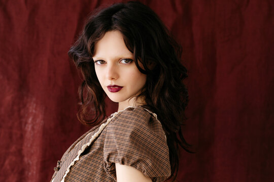 Woman with bleached eyebrows 