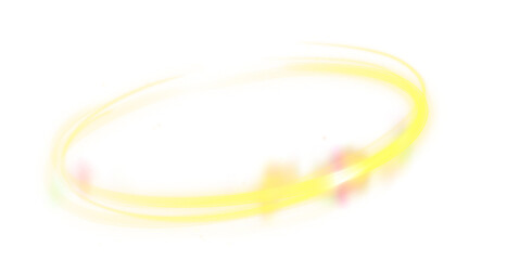 Naklejka premium Abstract golden glowing light ring with magic sparkles and motion blur png