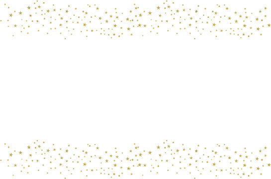 Gold stars background, sparkling  confetti falling isolated on white. Magic shining flying golden stars glitter backdrop, sparkle border Magic gold sparkle texture vector star background.