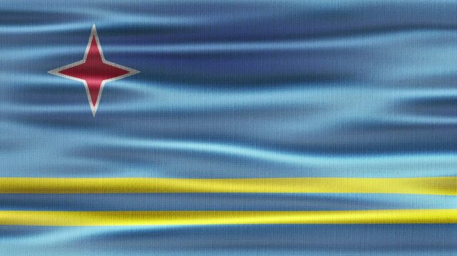 Aruba flag waving in the wind with high quality fabric texture