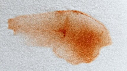 Fototapeta premium Wet tea bag stain, diffusing orange and brown gradient on white paper, soft edges