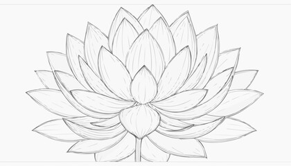 Fototapeta premium Coloring page: Symmetrical lotus flower with multi-layered petals, line art