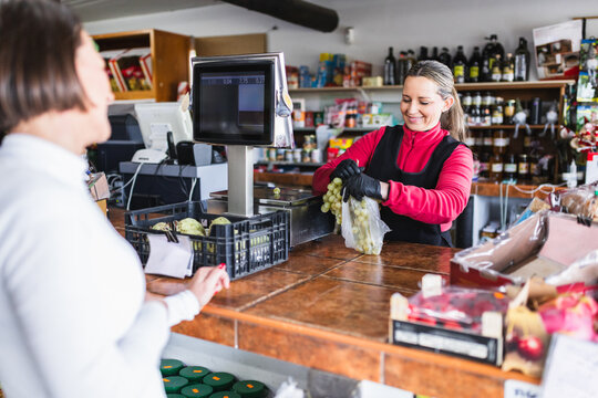 Customer Interaction at Vegetable Shop Counter