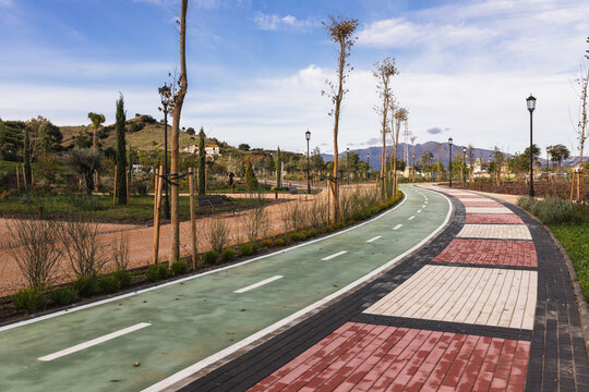 Modern Park Pathway and Bike Lane