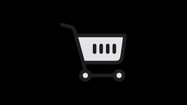 2D Animation of Trolley Icon for Online Shopping, Transparent Background. Flat Line Art Shopping Cart Animation Loop