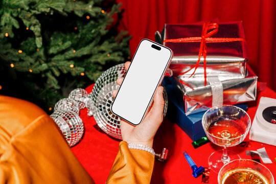 Phone Mockup With White Screen Holiday Gifts