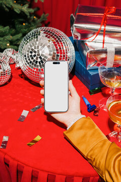 Smartphone Mockup With White Screen Holiday Decor
