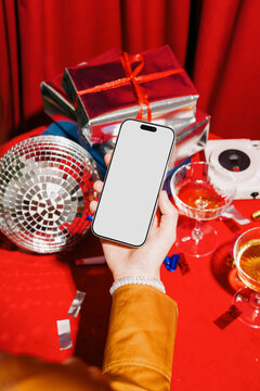 phone Mockup With White Screen Holiday Party
