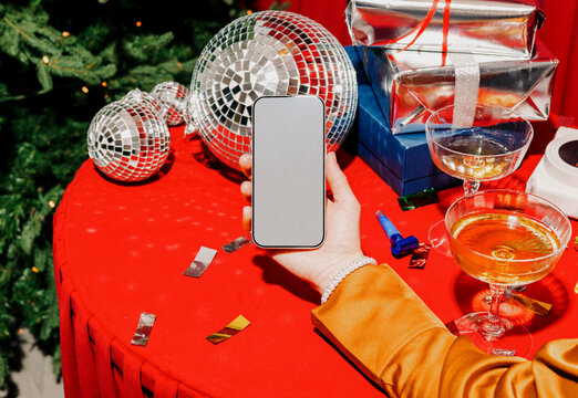 phone Mockup With White Screen Holiday Party