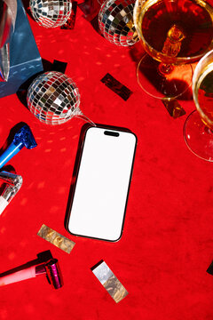Smartphone Mockup With White Screen Party Scene