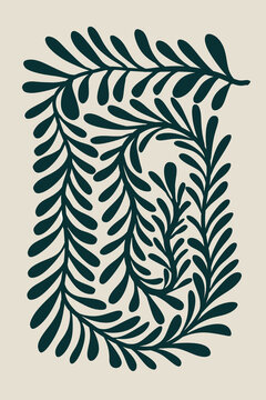 Modern art. Minimal hand drawing branch. 