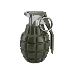 Fototapeta premium Single hand grenade. Detailed military explosive object, ready for design use, isolated on white or transparent background. PNG format.