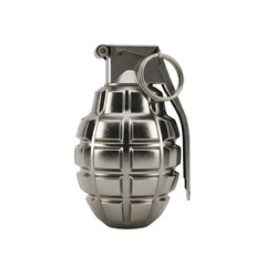 Single hand grenade. Detailed military explosive object, ready for design use, isolated on white or transparent background. PNG format.