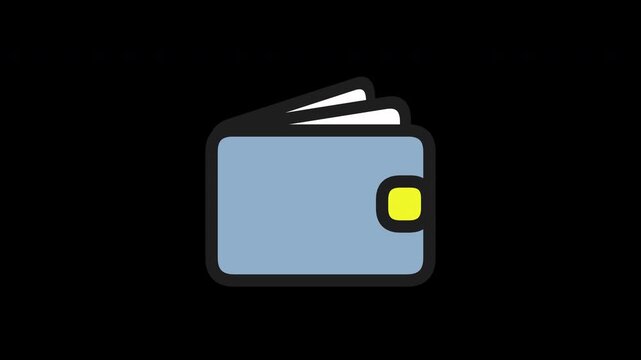 2D Animation of Digital Wallet for E-payment and Banking, Transparent Background