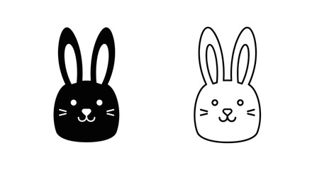 Obraz premium Black and white rabbit head icons Vector