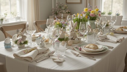 Fototapeta premium Detail of easter table ready for dinner 