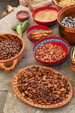 Diverse ingredients in traditional preparation setup