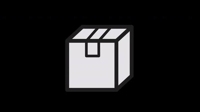 Animated Box Icon Flat Design for Delivery and Shipping with Alpha Channel