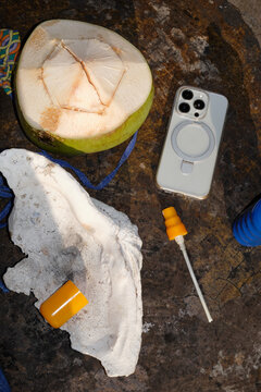 Summer Objects on a Wooden Surface