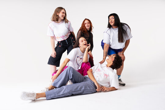 Studio beauty image showcasing five female faces