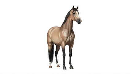 Obraz premium A muscular brown horse standing on a transparent background