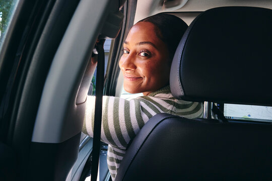 Female driver in a car