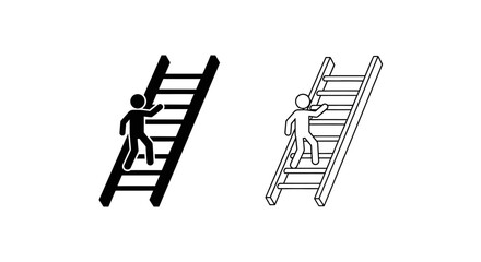 Ladder climbing stair success Vector