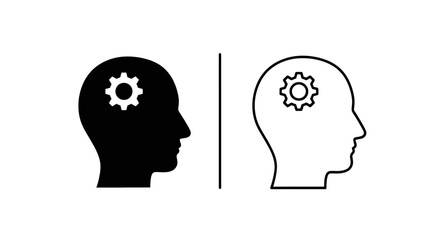 Gear cog human heads thinking mind Vector