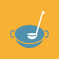 シンプルな中華鍋ラインアイコン