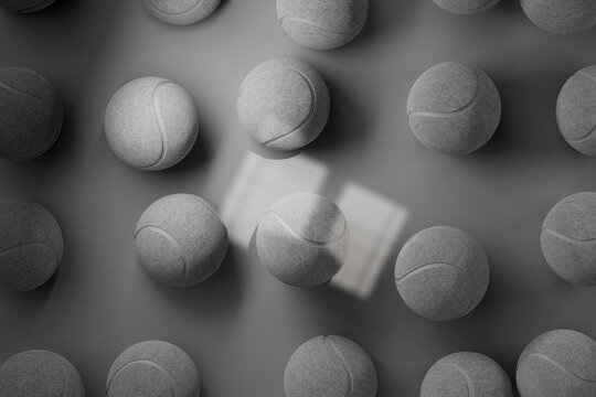 Pattern of Tennis Balls with Light Reflection