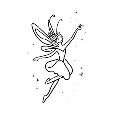 Fototapeta premium Fairy Dancing in Air with Sparkles Isolated on White