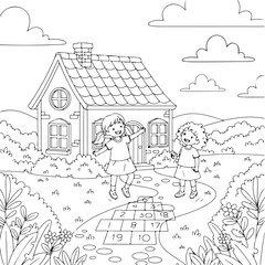Obraz premium Kids activity coloring page for kids and adults