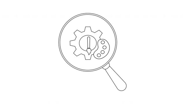 Creative Process Exploration - Magnifying Glass and Art Tools Animation.