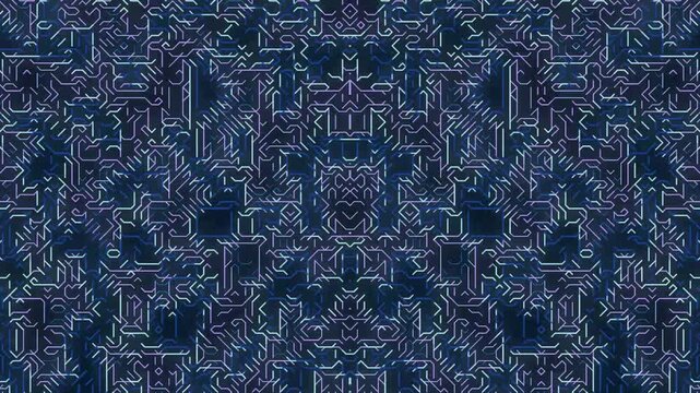 Dark Blue Circuit Board Pattern Background.