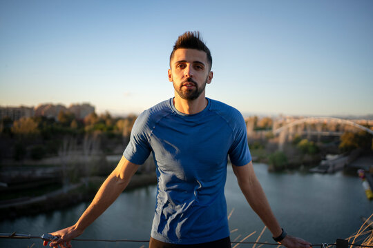 Portrait of a young man during his training
