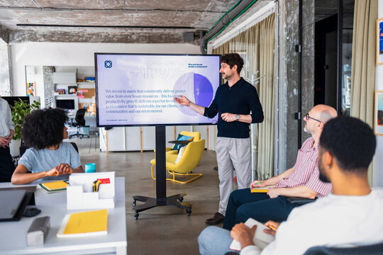 Team Presentation During Modern Office Meeting