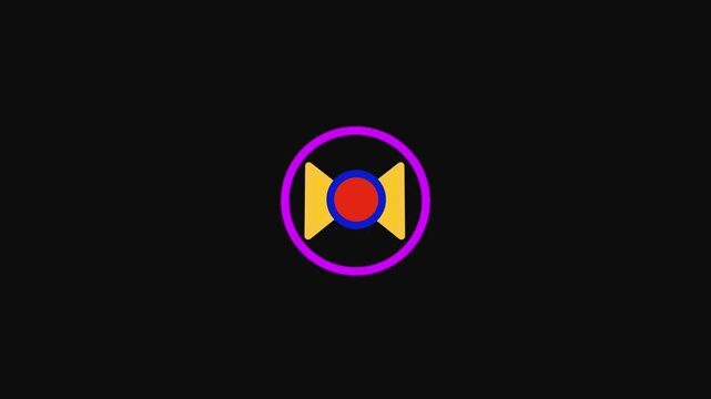 DVD disk icon simple shape circle animation black background.purple line CD or DVD disk icon